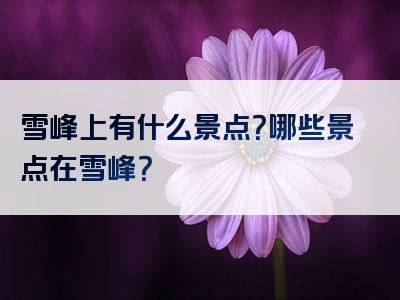 雪峰上有什么景点？哪些景点在雪峰？