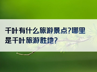 千叶有什么旅游景点？哪里是千叶旅游胜地？