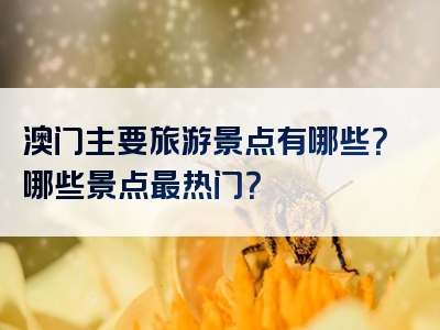 澳门主要旅游景点有哪些？哪些景点最热门？