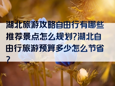 湖北旅游攻略自由行有哪些推荐景点怎么规划？湖北自由行旅游预算多少怎么节省？