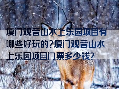 厦门观音山水上乐园项目有哪些好玩的？厦门观音山水上乐园项目门票多少钱？