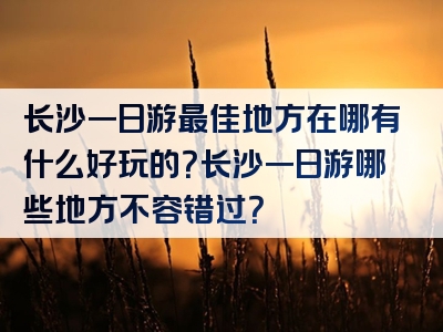 长沙一日游最佳地方在哪有什么好玩的？长沙一日游哪些地方不容错过？