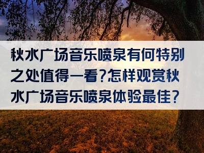 秋水广场音乐喷泉有何特别之处值得一看？怎样观赏秋水广场音乐喷泉体验最佳？