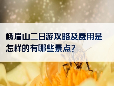峨眉山二日游攻略及费用是怎样的有哪些景点？