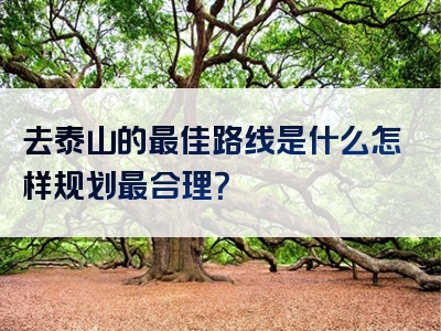 去泰山的最佳路线是什么怎样规划最合理？