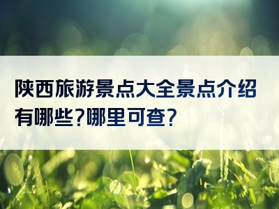 陕西旅游景点大全景点介绍有哪些？哪里可查？