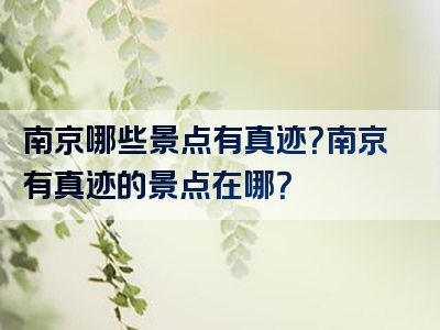 南京哪些景点有真迹？南京有真迹的景点在哪？