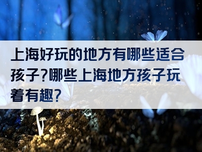 上海好玩的地方有哪些适合孩子？哪些上海地方孩子玩着有趣？