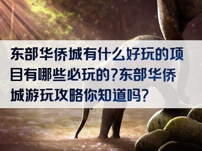 东部华侨城有什么好玩的项目有哪些必玩的？东部华侨城游玩攻略你知道吗？