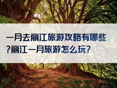 一月去丽江旅游攻略有哪些？丽江一月旅游怎么玩？