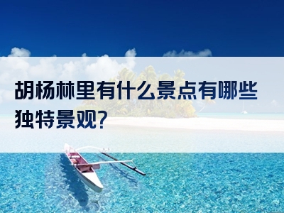 胡杨林里有什么景点有哪些独特景观？