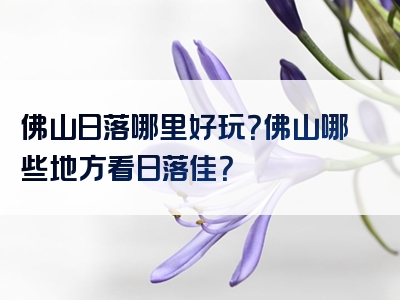 佛山日落哪里好玩？佛山哪些地方看日落佳？