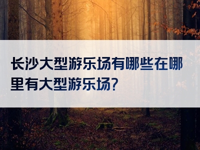 长沙大型游乐场有哪些在哪里有大型游乐场？