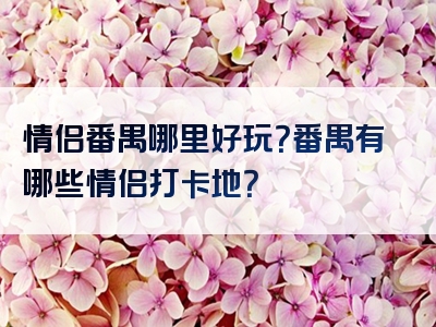 情侣番禺哪里好玩？番禺有哪些情侣打卡地？