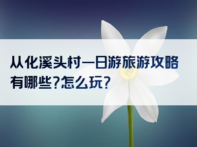 从化溪头村一日游旅游攻略有哪些？怎么玩？
