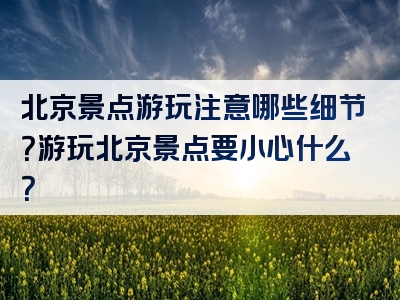 北京景点游玩注意哪些细节？游玩北京景点要小心什么？