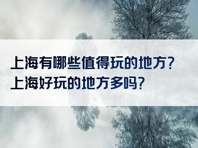 上海有哪些值得玩的地方？上海好玩的地方多吗？