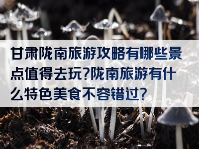 甘肃陇南旅游攻略有哪些景点值得去玩？陇南旅游有什么特色美食不容错过？