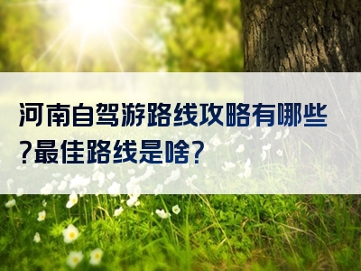 河南自驾游路线攻略有哪些？最佳路线是啥？
