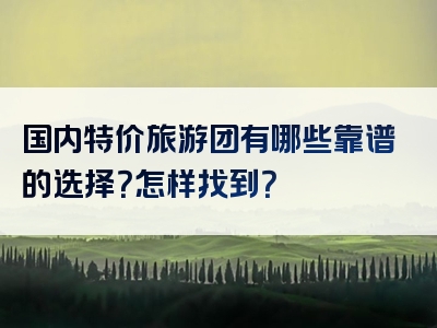 国内特价旅游团有哪些靠谱的选择？怎样找到？
