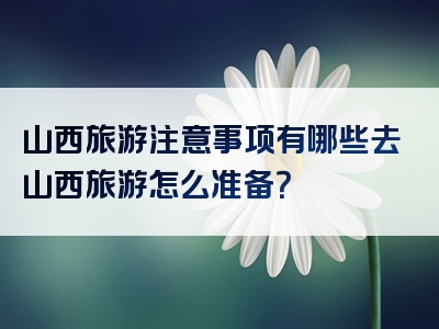 山西旅游注意事项有哪些去山西旅游怎么准备？