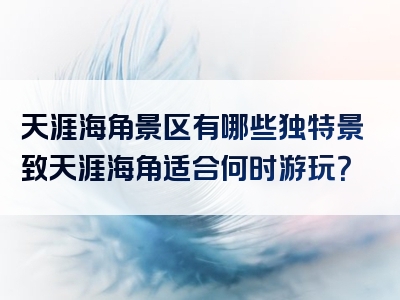 天涯海角景区有哪些独特景致天涯海角适合何时游玩？