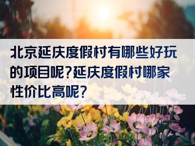 北京延庆度假村有哪些好玩的项目呢？延庆度假村哪家性价比高呢？