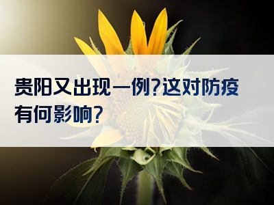 贵阳又出现一例？这对防疫有何影响？