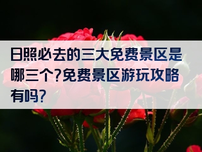 日照必去的三大免费景区是哪三个？免费景区游玩攻略有吗？
