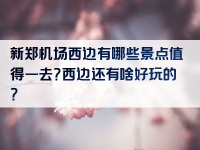 新郑机场西边有哪些景点值得一去？西边还有啥好玩的？