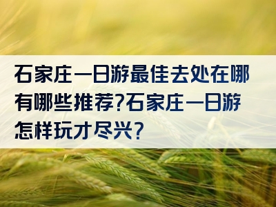 石家庄一日游最佳去处在哪有哪些推荐？石家庄一日游怎样玩才尽兴？