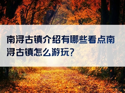 南浔古镇介绍有哪些看点南浔古镇怎么游玩？