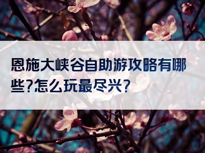 恩施大峡谷自助游攻略有哪些？怎么玩最尽兴？