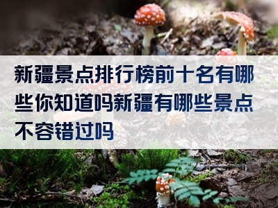 新疆景点排行榜前十名有哪些你知道吗新疆有哪些景点不容错过吗