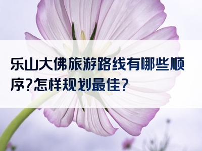 乐山大佛旅游路线有哪些顺序？怎样规划最佳？