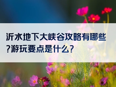 沂水地下大峡谷攻略有哪些？游玩要点是什么？