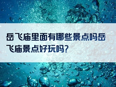 岳飞庙里面有哪些景点吗岳飞庙景点好玩吗？