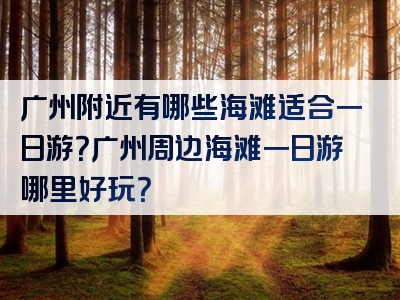 广州附近有哪些海滩适合一日游？广州周边海滩一日游哪里好玩？