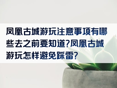 凤凰古城游玩注意事项有哪些去之前要知道？凤凰古城游玩怎样避免踩雷？