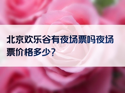 北京欢乐谷有夜场票吗夜场票价格多少？