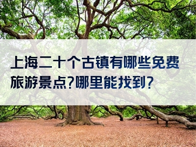 上海二十个古镇有哪些免费旅游景点？哪里能找到？