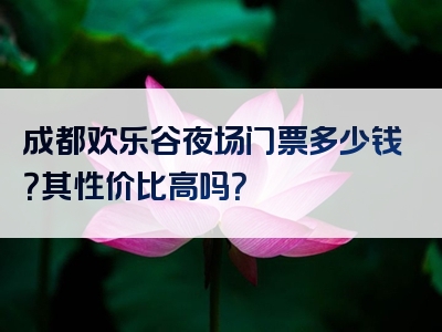 成都欢乐谷夜场门票多少钱？其性价比高吗？