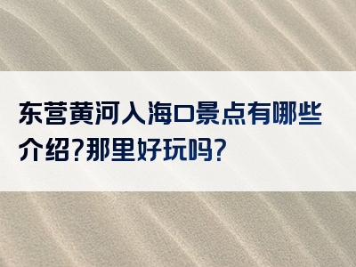 东营黄河入海口景点有哪些介绍？那里好玩吗？
