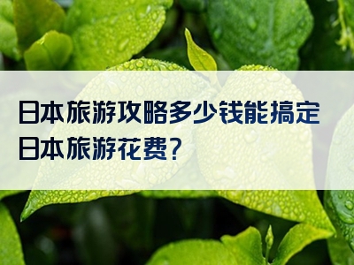 日本旅游攻略多少钱能搞定日本旅游花费？