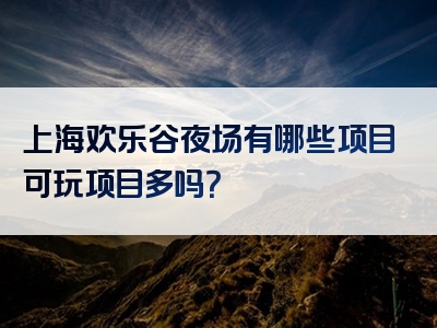 上海欢乐谷夜场有哪些项目可玩项目多吗？