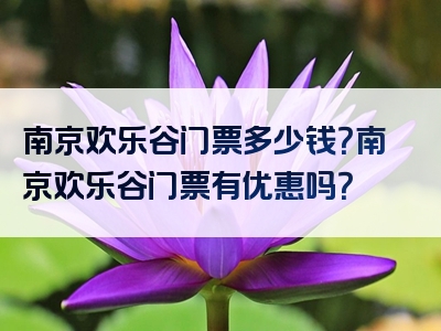 南京欢乐谷门票多少钱？南京欢乐谷门票有优惠吗？