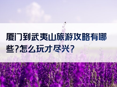 厦门到武夷山旅游攻略有哪些？怎么玩才尽兴？