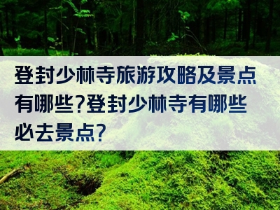 登封少林寺旅游攻略及景点有哪些？登封少林寺有哪些必去景点？