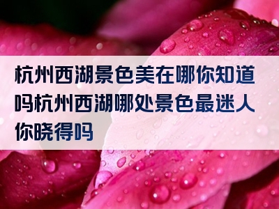 杭州西湖景色美在哪你知道吗杭州西湖哪处景色最迷人你晓得吗