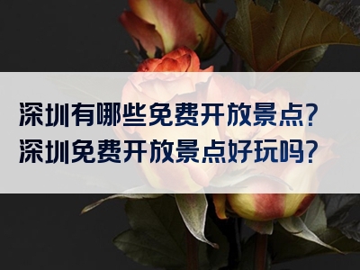 深圳有哪些免费开放景点？深圳免费开放景点好玩吗？